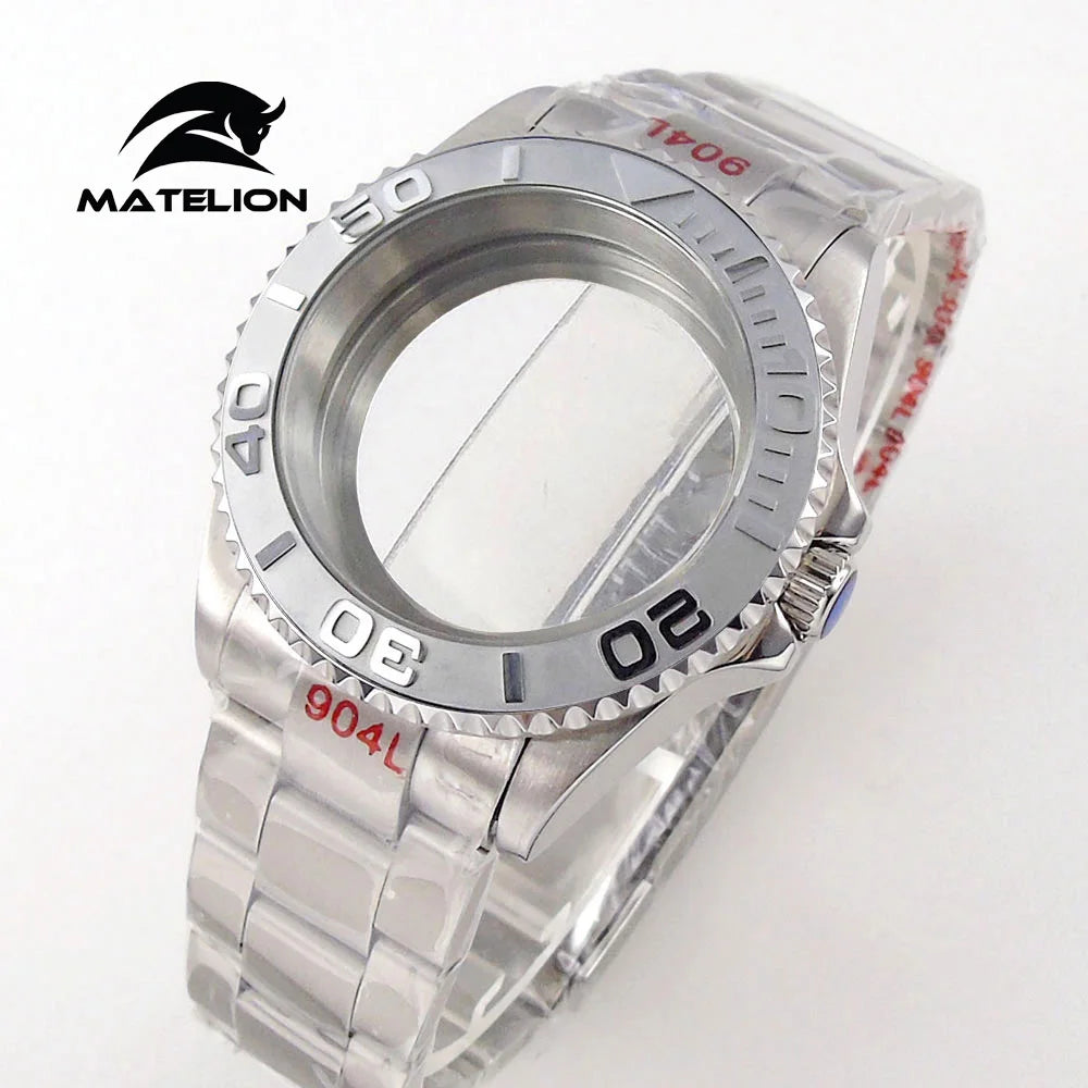 Koperta do zegarka Matelion 20ATM Dive 40mm SUB, pasuje do mechanizmów NH35, NH34 GMT, ETA 2824, PT5000, stalowa bransoleta, szafirowe szkło, 120 kliknięć, przesuwane zapięcie