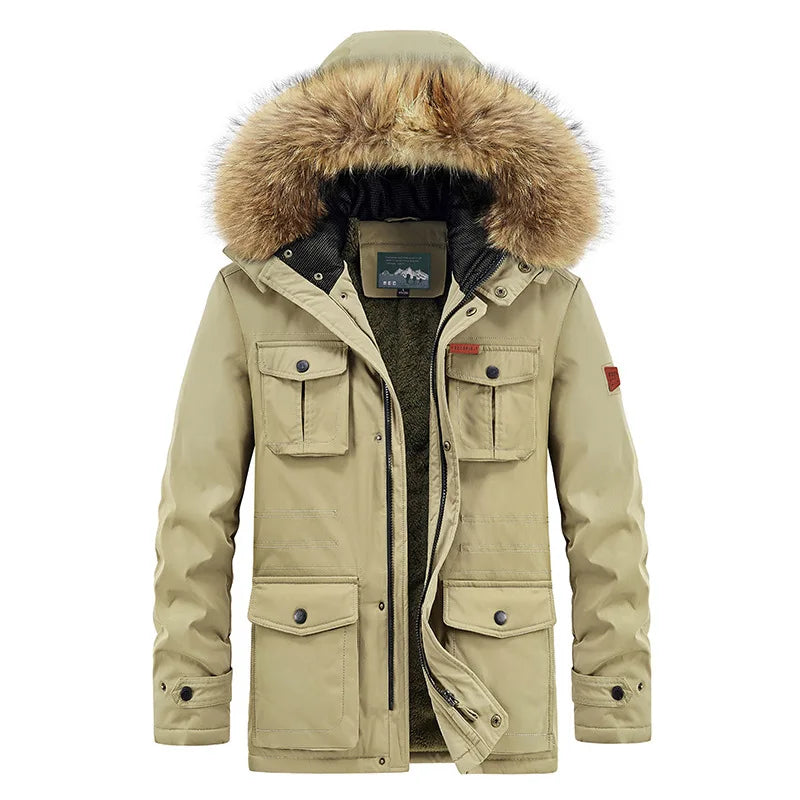 Parka de moda para hombre, talla grande 8XL, con capucha, gruesa, abrigada, resistente al viento, chaqueta de invierno para hombre