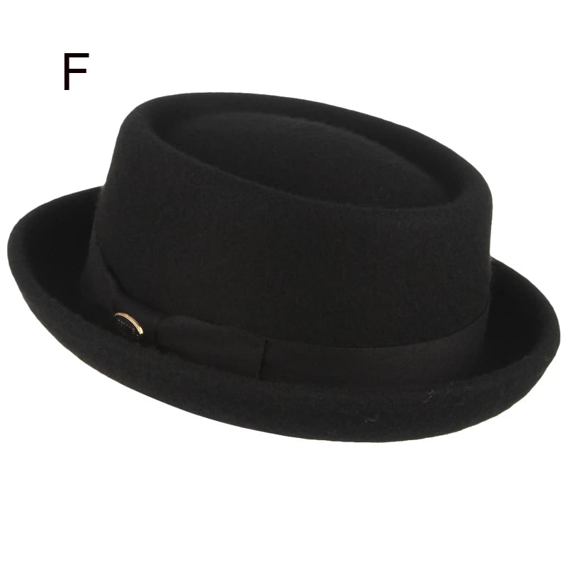 GEMVIE Classic 100% Wool Soft Felt Pork Pie Hat Fedora for Men Women Autumn Winter Wool Hat Curved Brim Men Dress Hats