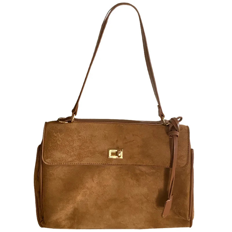Faux Suede Large Capacity Women's Shoulder Messenger Tote Bag