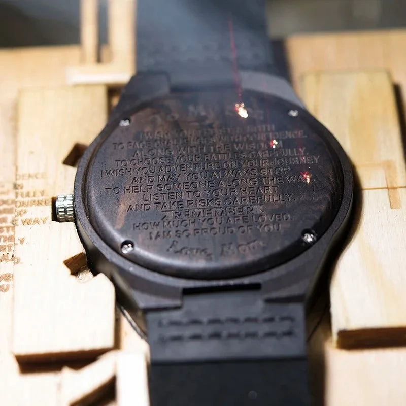 BOBO BIRD Wood Watch Men Business Quartz Watches Engraved Wooden Chronograph Wristwatch With Date Display Custom Reloj Madera