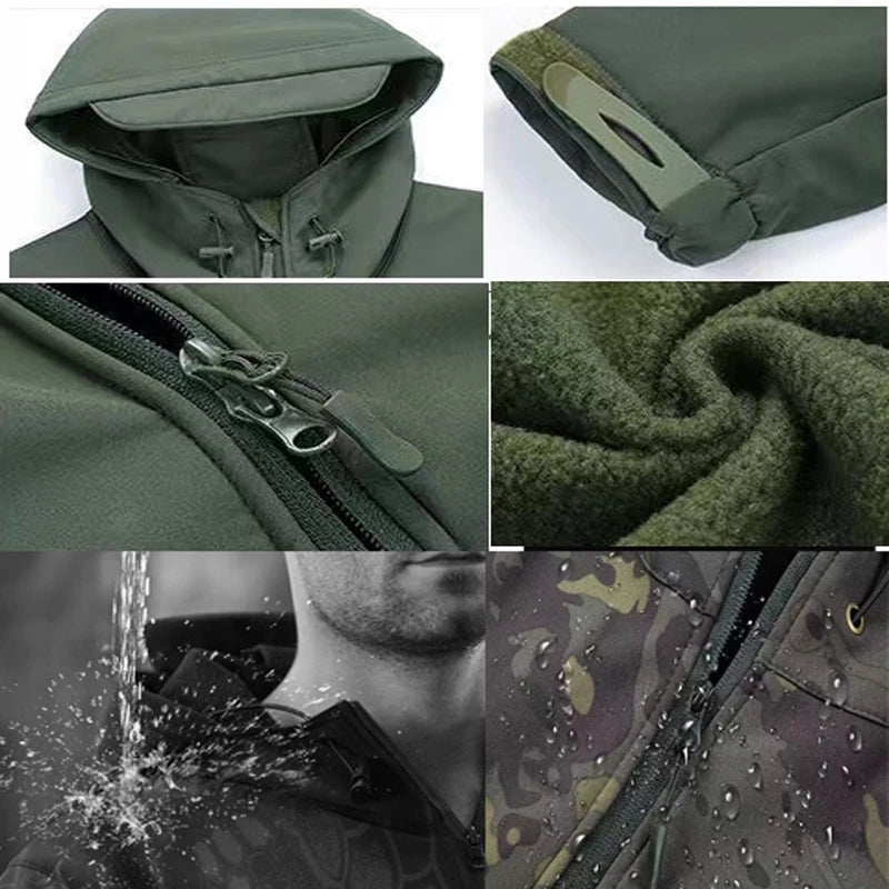 Men's Softshell Fleece Jacket Waterproof Windproof Thermal Sizes M-5XL