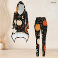 Fashion Women Casual 2 Piece Set Hooded Long Sleeve Hi Lo Asymmetrical Tunic Top Matching High Waist Slim Leggings T Daily Suit