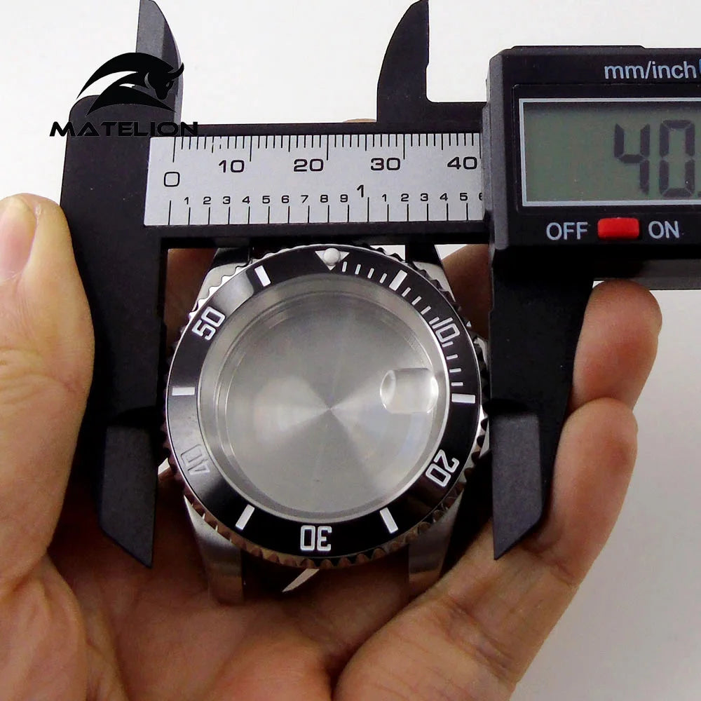 Koperta do zegarka Matelion 20ATM Dive 40mm SUB, pasuje do mechanizmów NH35, NH34 GMT, ETA 2824, PT5000, stalowa bransoleta, szafirowe szkło, 120 kliknięć, przesuwane zapięcie