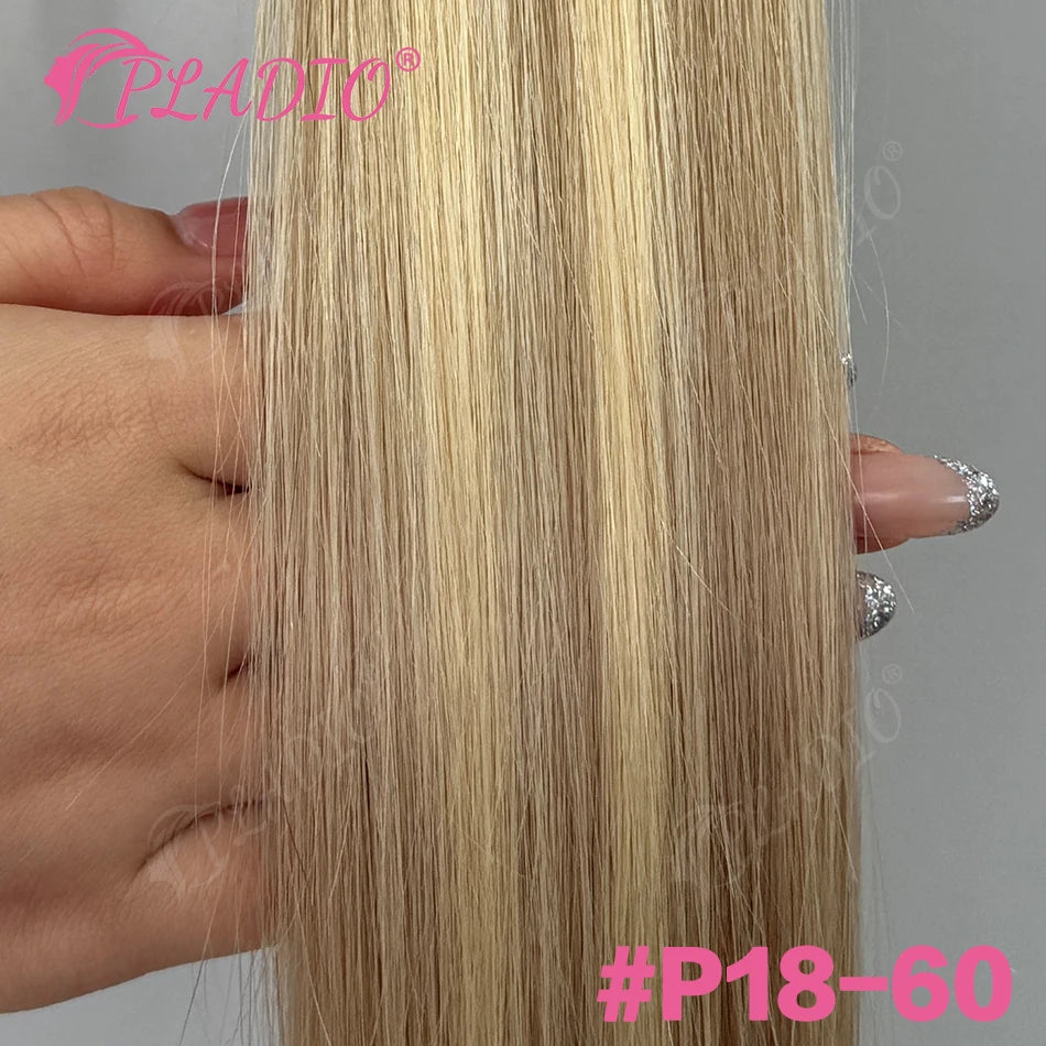 PLADIO Straight I Tip Hair Extensions Human Natural Hair Extensions Keratin Capsule Original Human Hair 12-26 Inch 50pcs 100pcs