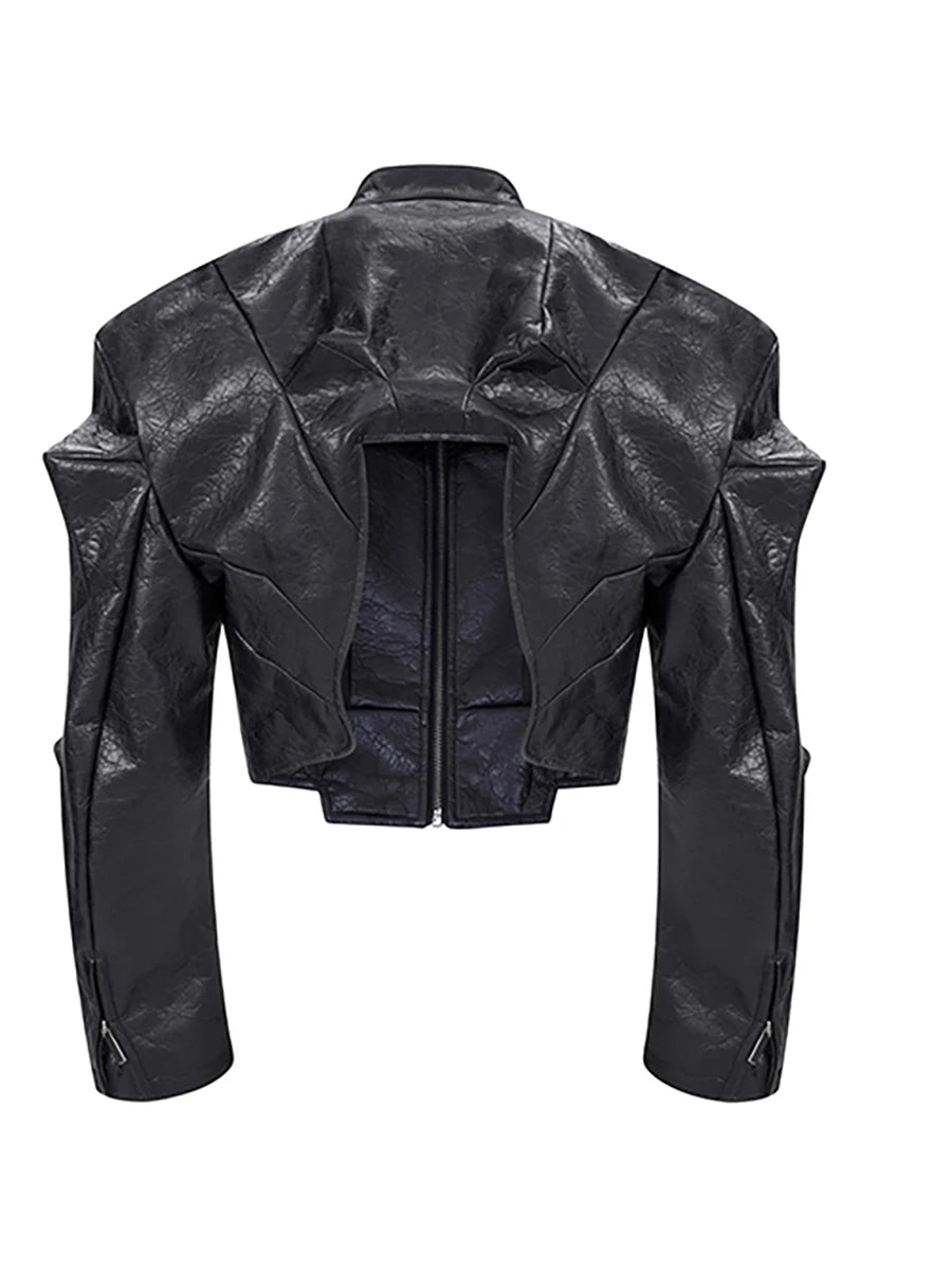 Chaqueta de piel sintética Mauroicardi para hombre, estilo punk, de diseñador de lujo, corta, deconstruida, ideal para primavera y otoño, estilo urbano.