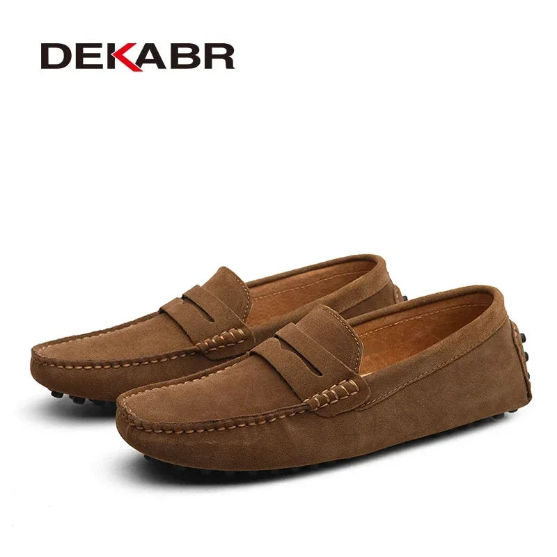 DEKABR Large Size 49 Men Loafers Soft Moccasins Spring Autumn Genuine Leather Shoes Men Warm Flats Driving Shoes
