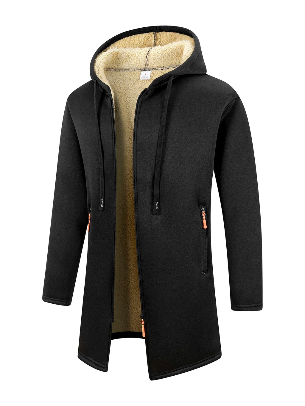 Men's Fleece-Lined Zipper Hooded Windbreaker Jacket Warm Winter Coat