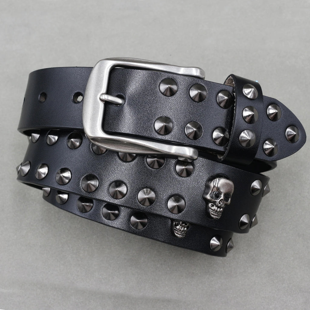Heavy Metal Punk Belt Genuine Leather Hip Hop Belts for Men Cross Rivet Jeans Belt Male Strap Ceinture Homme Designer Belt