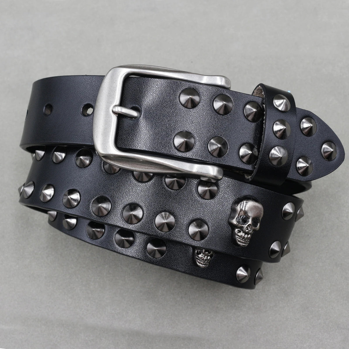 Cinturón de cuero genuino estilo punk heavy metal, cinturones de hip hop para hombre con remaches de cruz, cinturón para vaqueros, correa masculina, cinturón de diseñador para hombre