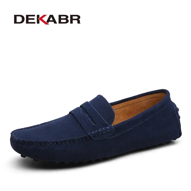 Zapatos casuales para hombre DEKABR talla 49, zapatos de moda para hombre, mocasines de cuero genuino, zapatos planos sin cordones, calzado de conducción para hombre