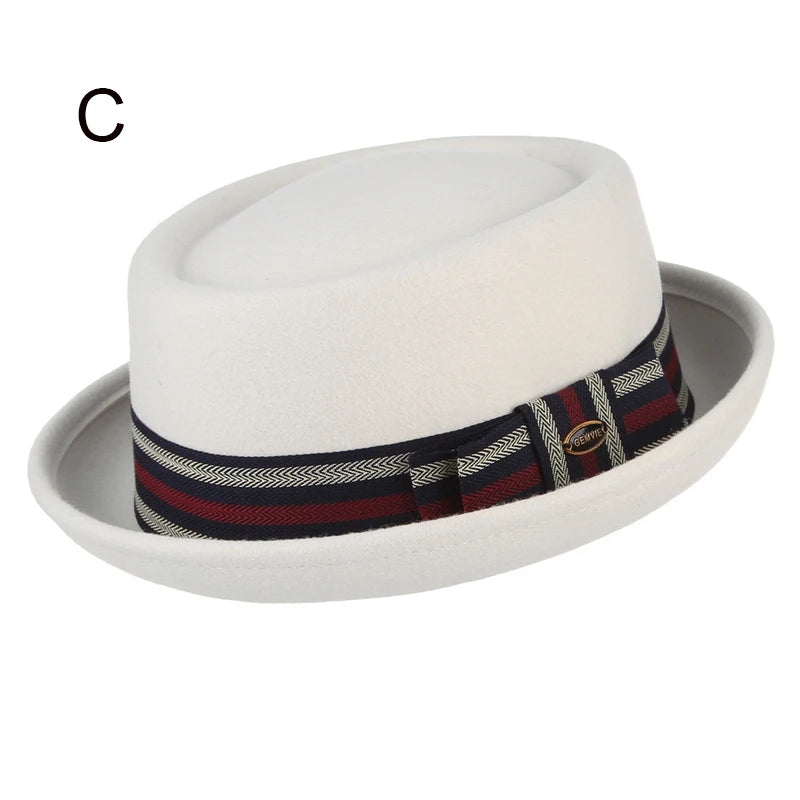 GEMVIE Classic 100% Wool Soft Felt Pork Pie Hat Fedora for Men Women Autumn Winter Wool Hat Curved Brim Men Dress Hats