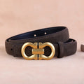 Fashion Women Belt Suede Genuine Leather Skinny Waistband Gold Buckle Wine Red Belts for Jeans Pants Casual