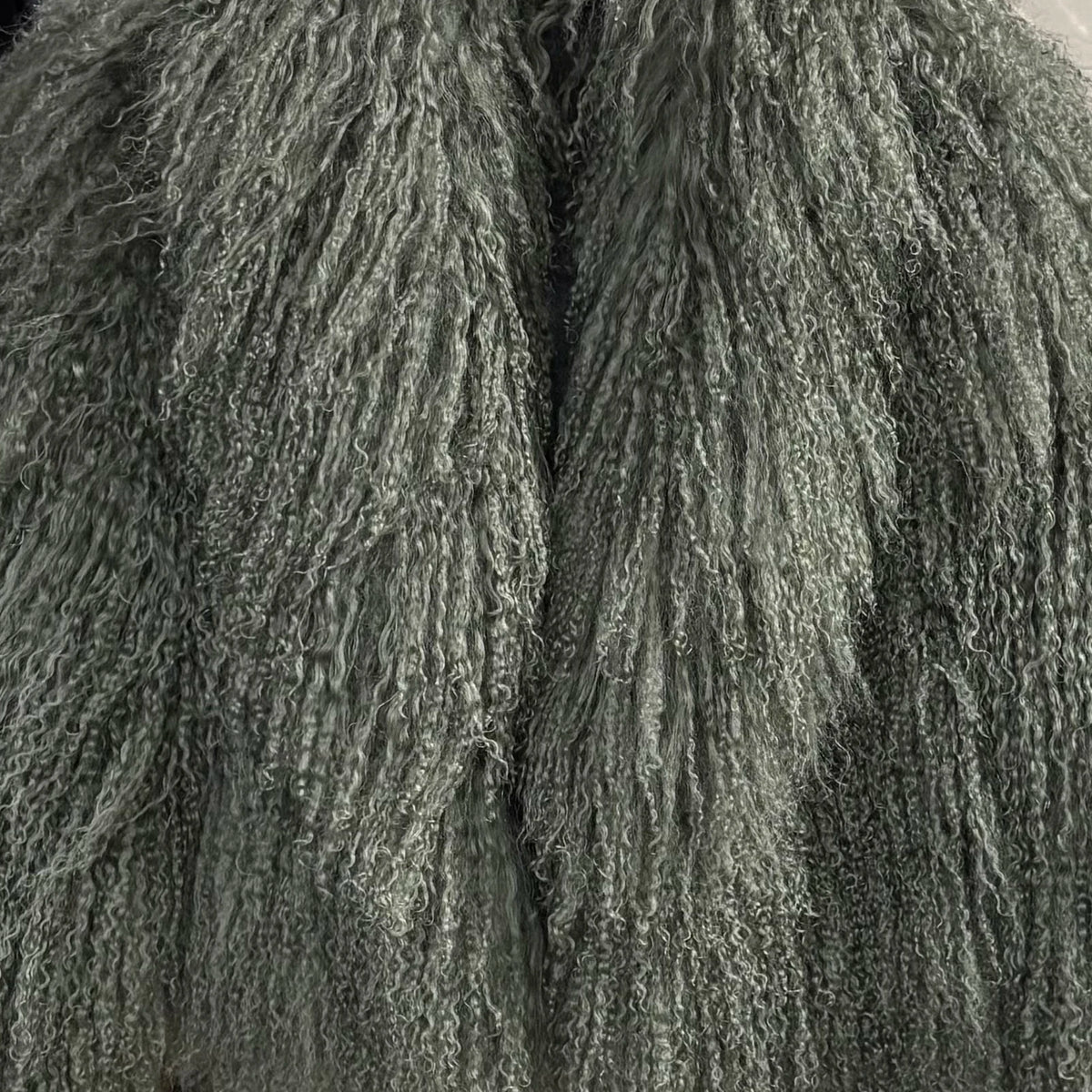 YOLOAgain Women's Real Mongolia Sheep Fur Jacket Dark Brown Sheep Fur Jacket