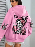 Expensive Talks Back Funny Printing Womens Hoodie Loose Multicolor Pullovers Fleece Autumn Sportswear Casual Pocket Hoody