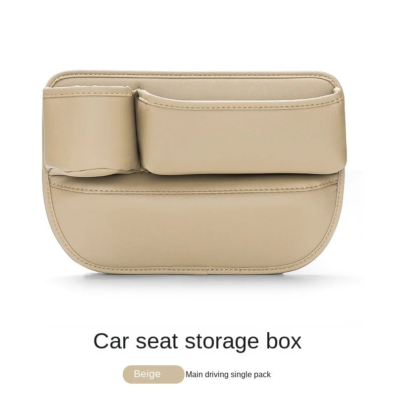 Leather Car Seat Gap Organizer with Cup Holder and Storage Pocket