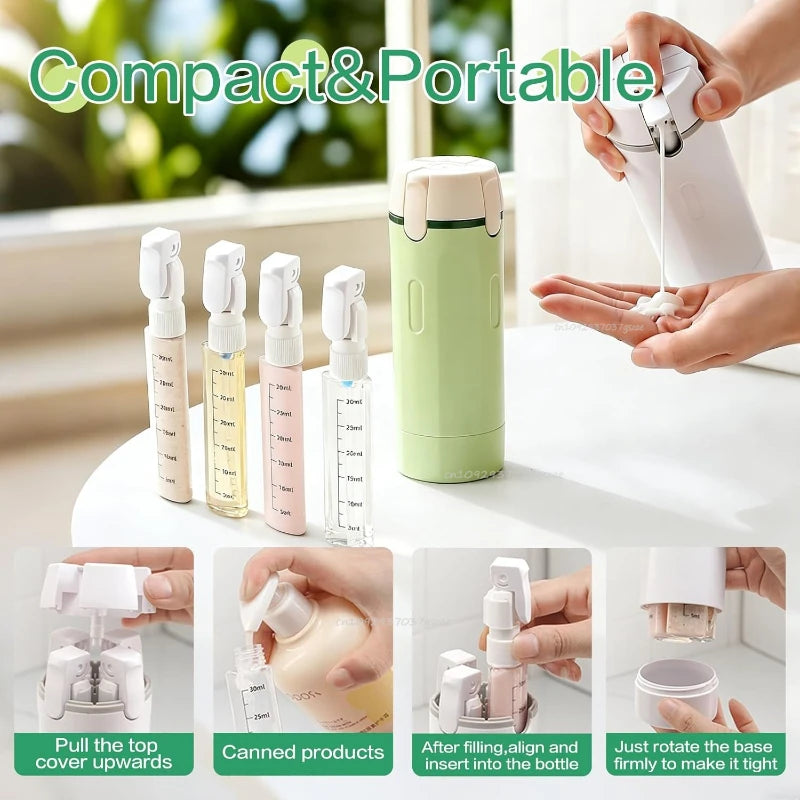 4 in 1 Travel Dispenser Portable Travel Bottles Leak Proof Leakproof Travel Container for Perfume Shampoo Conditioner Lotion
