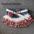 Leopard Patchwork Denim Mini Skirt High Rise Slim Fit for Women
