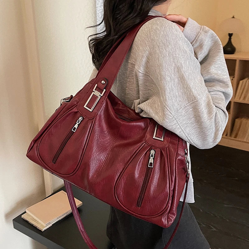 PU Leather Large Capacity Casual Tote Bag for Women