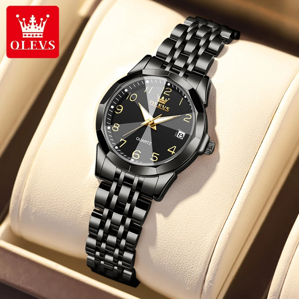 OLEVS 9970 Luxury Quartz Watch Classic Rhombus Mirror Waterproof Digital Dial Men's Watch Women's Watch Date Week Couple Watch