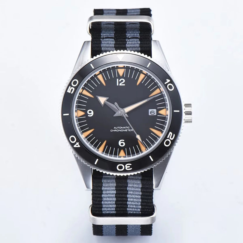Męski zegarek 41 mm z własnym logo, luksusowy zegarek biznesowy z mechanizmem automatycznym NH35, szafirowe szkło, datownik, zegarek nurkowy