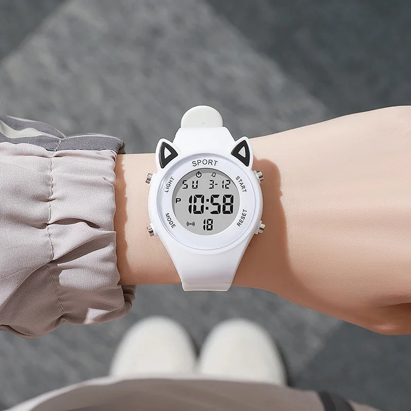 NUEVO Reloj deportivo 3D con orejas de gato para niños, relojes electrónicos para niñas y niños, reloj de pulsera digital LED luminoso e impermeable para estudiantes, regalos