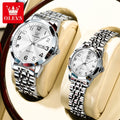 OLEVS 9970 Luxury Quartz Watch Classic Rhombus Mirror Waterproof Digital Dial Men's Watch Women's Watch Date Week Couple Watch