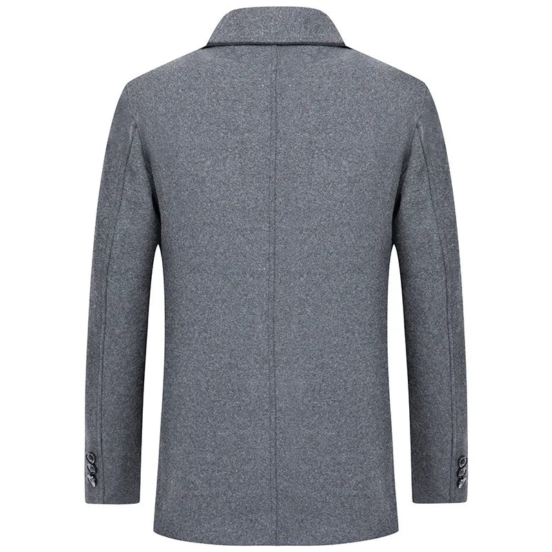 Chaqueta de corte ajustado para hombre en mezcla de lana y algodón con forro polar para otoño e invierno