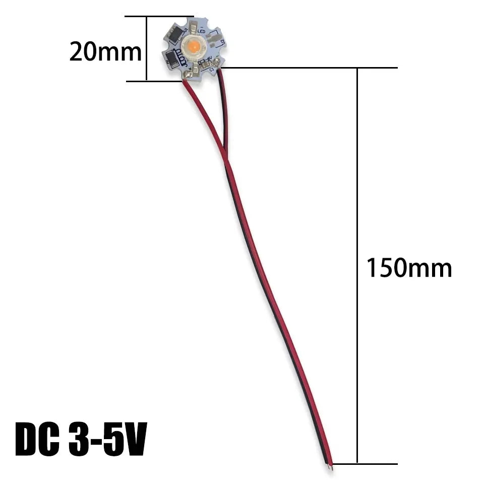 1W 3W LED Bead Light Plate DC3-5V/6-12V/12-24V Drive Free Light Chip Battery Light Source Board With 15cm Line for DIY Bulb