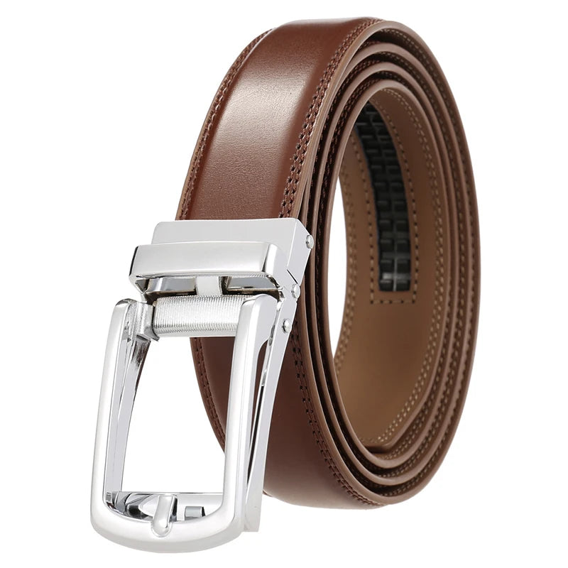 Cinturón de piel auténtica para hombre 2022, hebilla automática de aleación dura, cinturón de negocios de piel de vaca natural de 31 mm, fajín sin agujeros para traje masculino