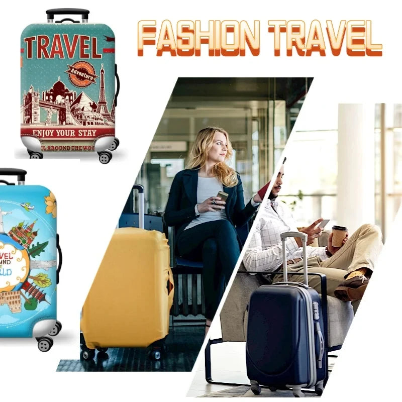 Thick Elastic World Map Luggage Protective Cover Zipper Suit for 18-32 Inch Bag Suitcase Covers Trolley Cover Travel Accessories