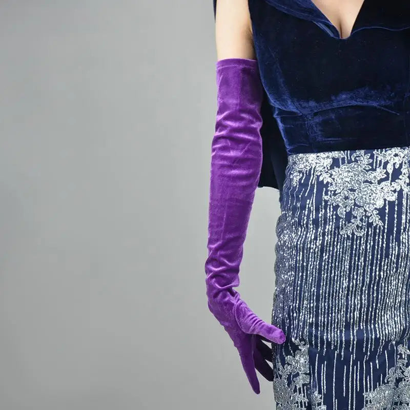 Guantes de terciopelo de 70 cm extralargos, negros, de ópera, para mujer, de terciopelo cisne de alta elasticidad, con pantalla táctil, guantes de noche para mujer WSR26