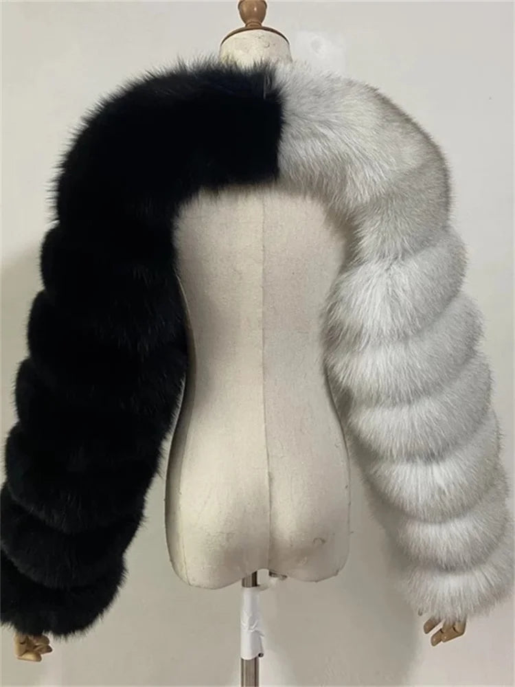 Winter Warm Clothes 2022 Pink Black Faux Fur Coats Women Long Sleeve Crop Top Gray White Faux Fur Jackets for Women Wholesale