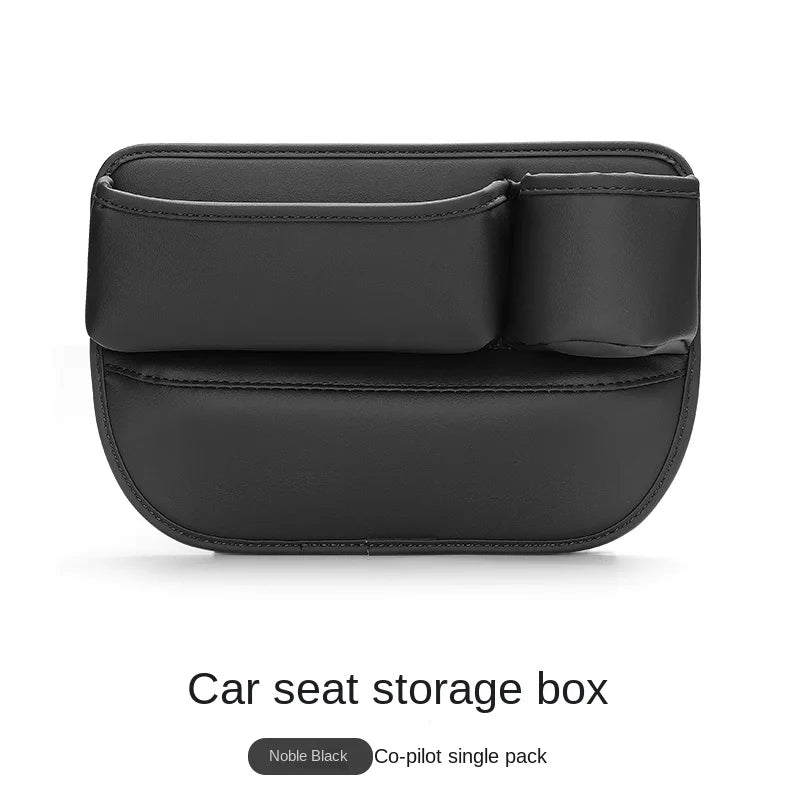 Leather Car Seat Gap Organizer with Cup Holder and Storage Pocket