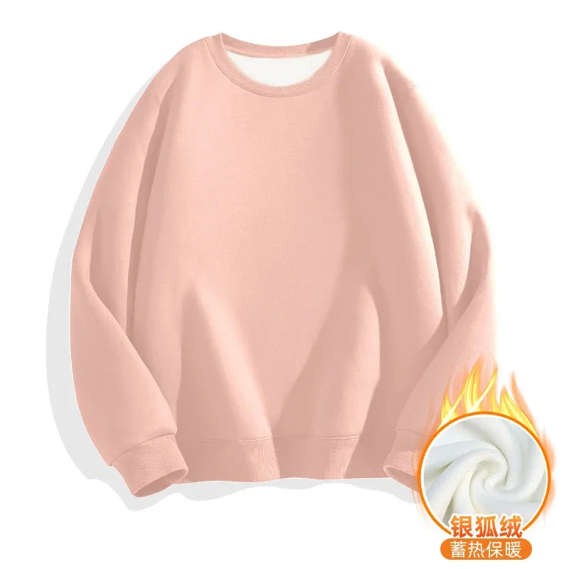 LEGIBLE Autumn Winter Woman's Hoodies Oversize Female Loose Solid Thicken Fleece Warm Women Sweatshirts Lady