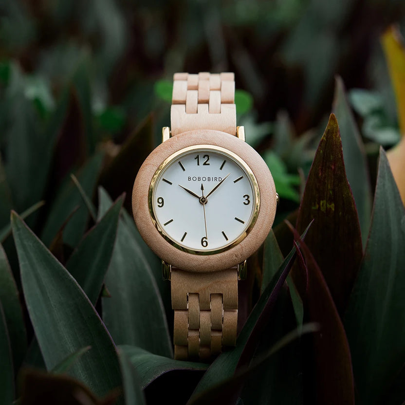 Damski zegarek drewniany BOBO BIRD modny luksusowy zegarek naręczny z japońskim mechanizmem kwarcowym prezent na rocznicę w pudełku personalizowany dropshipping