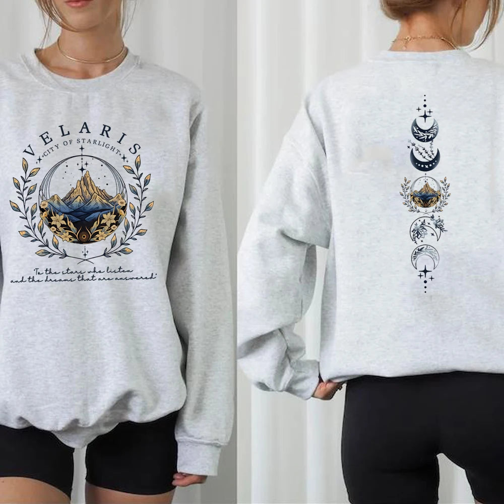 Velaris ACOTAR Sweatshirt Velaris City of Starlight Front and Back Print SJM Hoodie Night Court Sarah J Mass Crewneck Sweatshirt