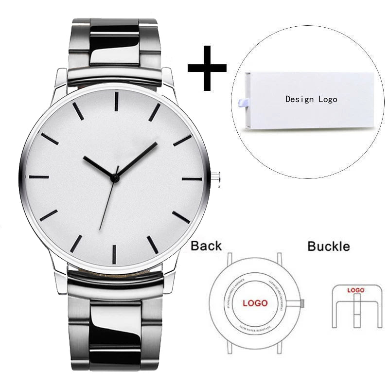 Personal Mark Black Tone Stainless Steel Classic Men's Wristwatch Customized Family Photo Picture Watch Gift Relogio
