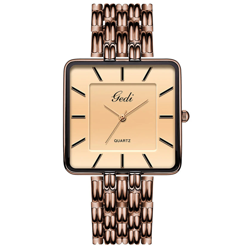 Relojes de pareja cuadrados, ultradelgados e impermeables, de acero inoxidable