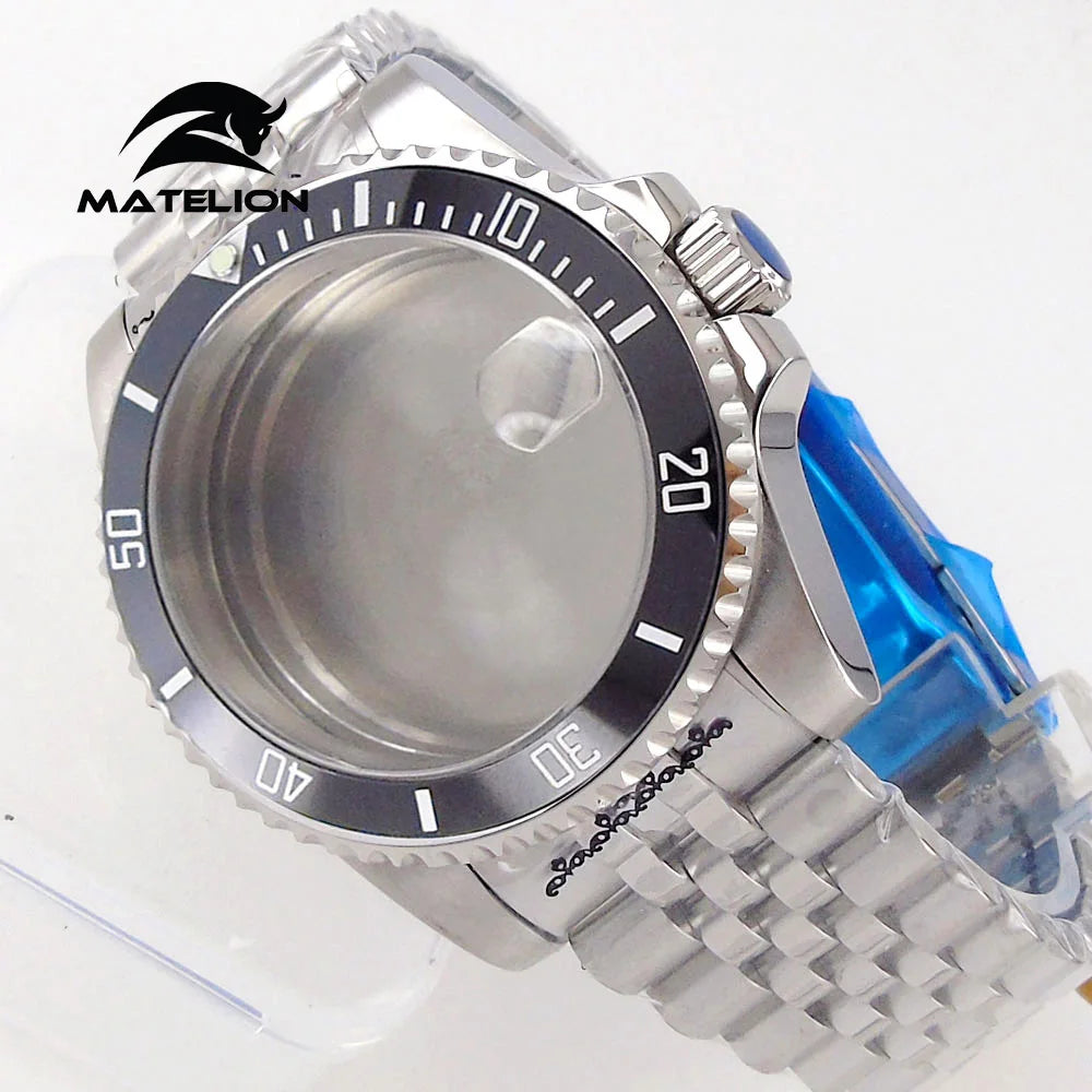 Koperta do zegarka Matelion 200M do nurkowania 40mm, pasuje do mechanizmów NH35 NH36 NH34 GMT ETA 2824 PT5000, bransoleta typu Jubilee, szkło szafirowe, zapięcie przesuwne