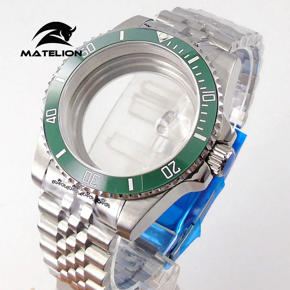 Koperta do zegarka Matelion 200M do nurkowania 40mm, pasuje do mechanizmów NH35 NH36 NH34 GMT ETA 2824 PT5000, bransoleta typu Jubilee, szkło szafirowe, zapięcie przesuwne
