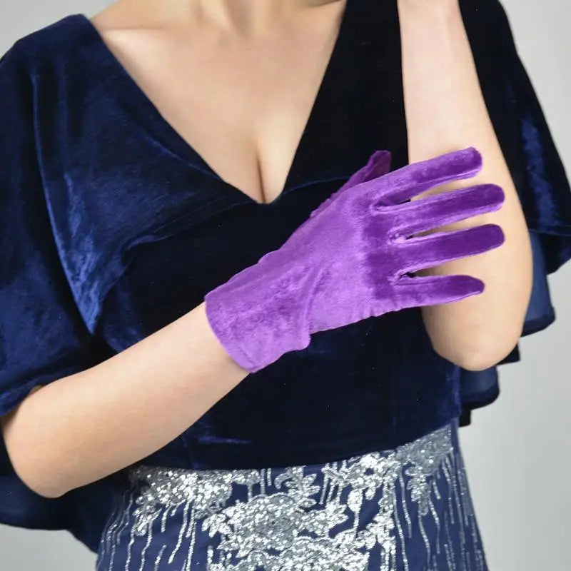 Velvet Gloves 70cm Extra Long Black Opera Female High Elastic Swan Velour Gold Velvet Touchscreen Women Evening Gloves WSR26