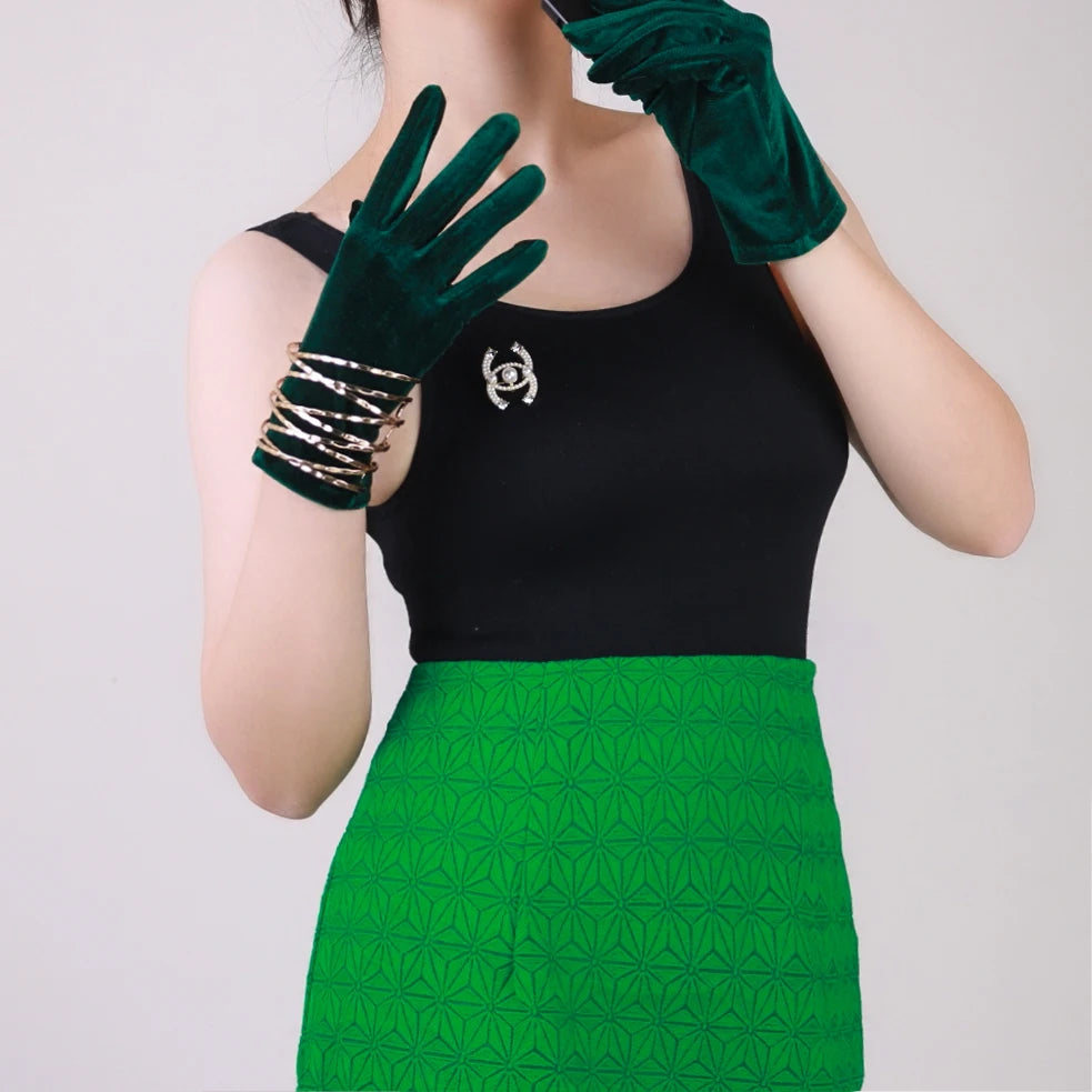 Velvet Gloves 70cm Extra Long Black Opera Female High Elastic Swan Velour Gold Velvet Touchscreen Women Evening Gloves WSR26