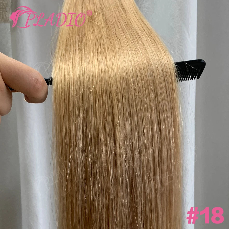PLADIO Straight I Tip Hair Extensions Human Natural Hair Extensions Keratin Capsule Original Human Hair 12-26 Inch 50pcs 100pcs