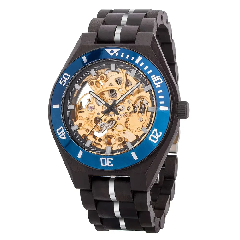 Wooden Automatic Mechanical Watch Men Wristwatch BOBO BIRD Top Fashion Luminous Hands Clock Custom Gift Box Relogio Masculino