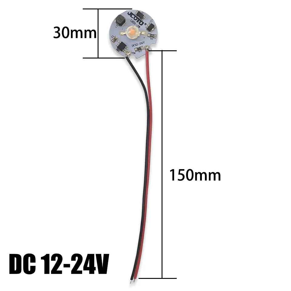 1W 3W LED Bead Light Plate DC3-5V/6-12V/12-24V Drive Free Light Chip Battery Light Source Board With 15cm Line for DIY Bulb