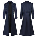 Gabardina gótica para hombre, abrigo medieval steampunk retro, cruzado, con ribete, de solapa, vintage, largo
