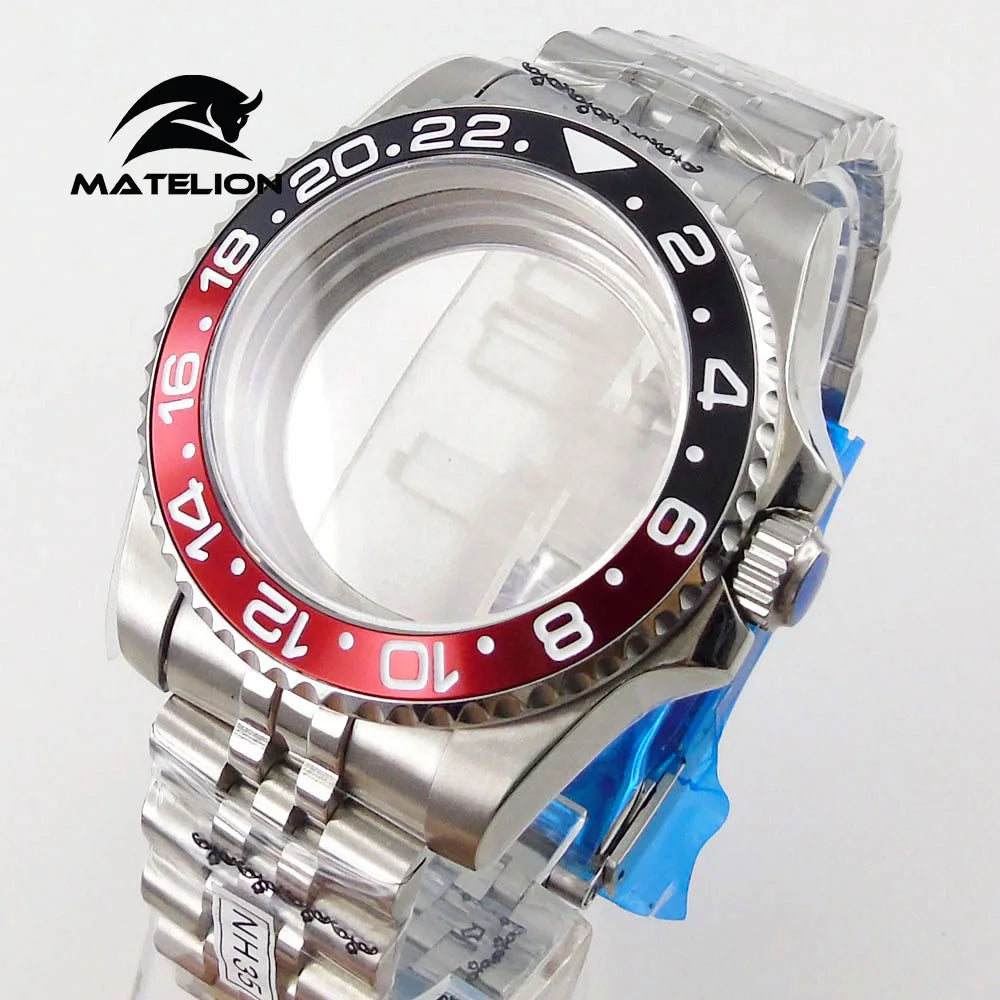 Koperta do zegarka Matelion 200M do nurkowania 40mm, pasuje do mechanizmów NH35 NH36 NH34 GMT ETA 2824 PT5000, bransoleta typu Jubilee, szkło szafirowe, zapięcie przesuwne