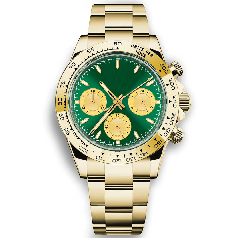 Spersonalizowany męski luksusowy zegarek kwarcowy 39 mm, chronograf, modny, szafirowy, sportowy, bransoleta ze stali, zegarek na rękę Corgeut