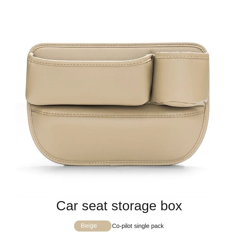 Organizador de piel para el hueco del asiento del coche con portavasos y bolsillo de almacenamiento
